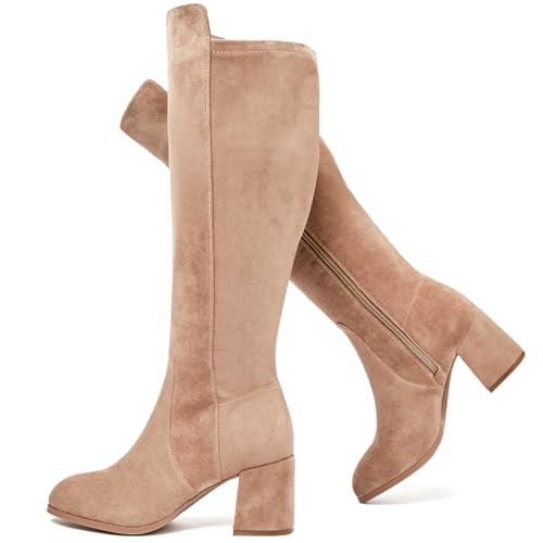 Ruiee Damen Extra Wide Calf Knee High Boots True Wide Wide Chunky Heeled Boot Comfortable Plus Size Tall Long Gogo Boots for Women, Beige Mf 370, 11 X-Wide Ruiee Damen Extra Wide Calf Knee High Boots True Wide Wide Chunky Heeled Boot Comfortable Plus Size Tall Long Gogo Boots for Women, Beige Mf 370, 11 X-Wide von Ruiee