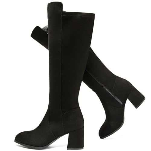 Ruiee Damen Extra Wide Calf Knee High Boots True Wide Wide Chunky Heeled Boot Comfortable Plus Size Tall Long Gogo Boots for Women, Schwarz Mf 370, 9 X-Wide Ruiee Damen Extra Wide Calf Knee High Boots True Wide Wide Chunky Heeled Boot Comfortable Plus Size Tall Long Gogo Boots for Women, Schwarz Mf 370, 9 X-Wide von Ruiee