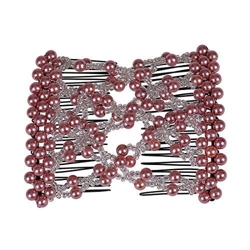 Ruihfas Zarte Haarkamm für Damen und Mädchen, leicht dehnbar, Perlen, Haarkamm, Schmuck, Doppel-Clips, Kaffeebraun von Ruihfas