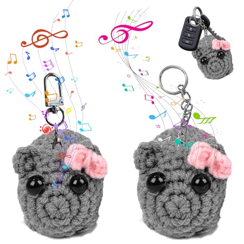 Ruikdly 2 Stück Sad Hamster Meme Plüschtier, Trauriger Hamster Schlüsselanhänger Mit Sound, Häkel Puppen für Kinder, Handgefertigte Strickpuppe von Ruikdly