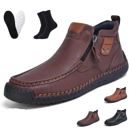 Ruileyou Fußwohl Orthopädische Premium-Stiefel, Handgefertigte Premium-Leder-Schlupfstiefel für Herren (Dunkelbraun, Erwachsene, Herren, 41, Numerisch, EU Schuhgrößensystem, M) von Ruileyou