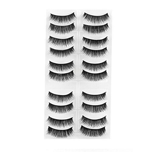 Ruilogod 10 Paar schwarz langes kurzes, kurzes falsches Wimpern Beauty-Werkzeug für Frauen von Ruilogod
