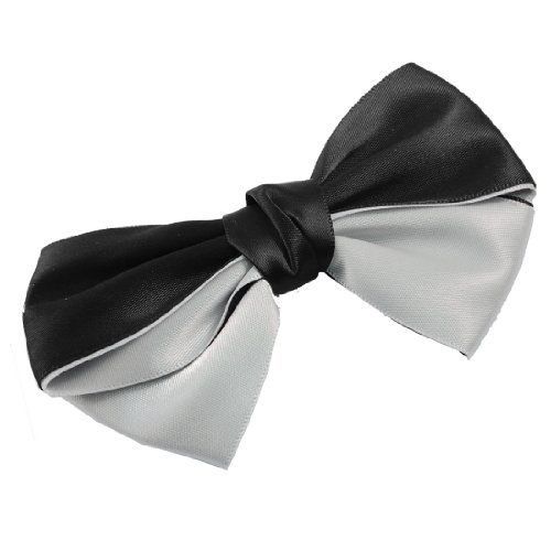 Ruilogod 2 PC Schwarz Grau Dual Layer-Band-Bogen-Bindung Metall Haarspange für Frauen von Ruilogod