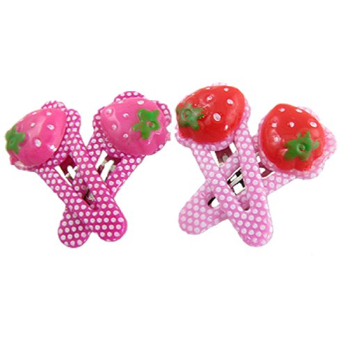 Ruilogod 2 Set Fuchsia Rote Erdbeer Dekor Punkte Muster Haarnube Clip von Ruilogod