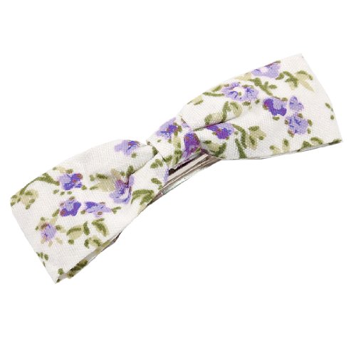 Ruilogod 2 Stück Lila Blumen-Druck Bowtie Metall Haarspange Ornament für Frauen von Ruilogod