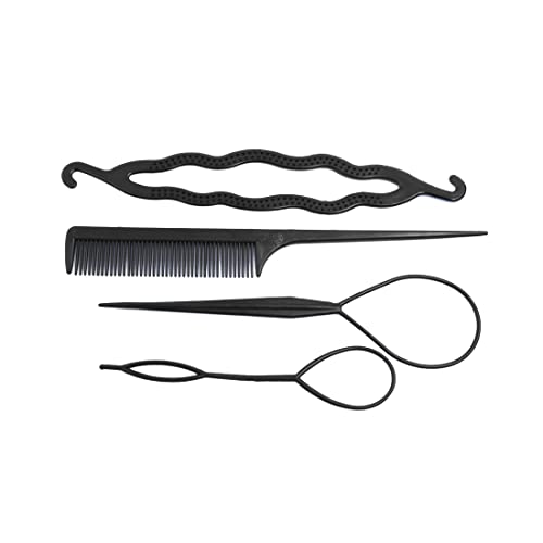 Ruilogod 2 stücke 4 in 1 schwarzer Kunststoff Frauen DIY Magic Twist Hair Tools Kamm Braid Styling Kit Ruilogod 2 stücke 4 in 1 schwarzer Kunststoff Frauen DIY Magic Twist Hair Tools Kamm Braid Styling Kit von Ruilogod