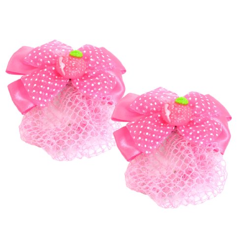 Ruilogod 2 stücke Weiß punktierte rosa Bowknot Haar Ornament Clips Barrettes für Mädchen von Ruilogod