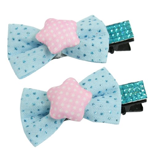 Ruilogod 2 stücke himmel blau glitzerny bowknot decor metall zähne bögen haarklemmen für mädchen von Ruilogod