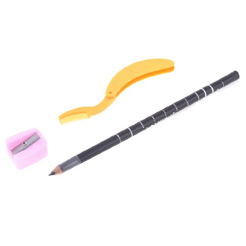 Ruilogod 3 in 1 Frauen Tri Color Cosmetic Set Augenbraue Kamm Bleistiftspitzer von Ruilogod