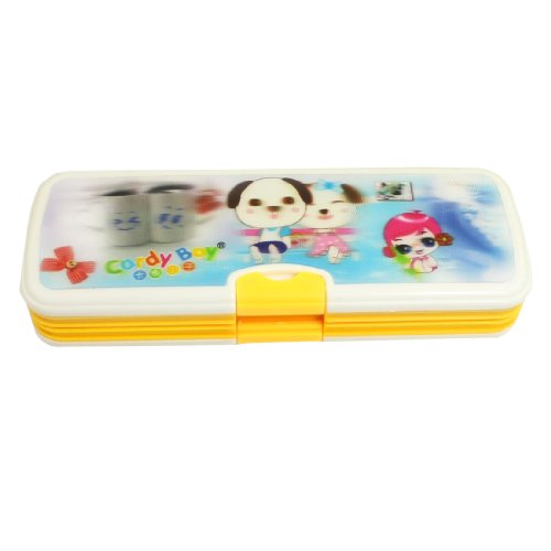 Ruilogod 3D Cup Cartoon Mädchen Muster doppelt seitlich Bleistift Stift Box gelb weiß von Ruilogod