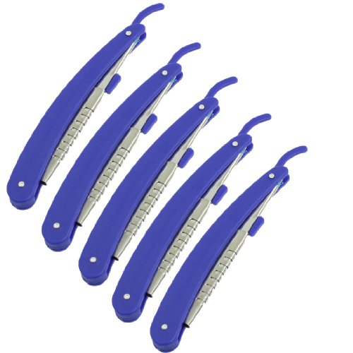 Ruilogod 5 stücke Blue Plastic Griff Frisur Kamm Rasierer Trimmer Klingenhalter von Ruilogod
