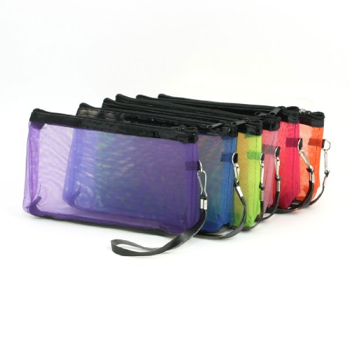 Ruilogod 6 Stück Multi Color Mesh Design Zipper Make-up-Tasche für Damen Ruilogod 6 Stück Multi Color Mesh Design Zipper Make-up-Tasche für Damen von Ruilogod