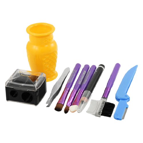 Ruilogod 9 PC-Schönheits-Werkzeug Rougepinsel Lidschatten-Applikator Augenbrauen Kamm Set von Ruilogod
