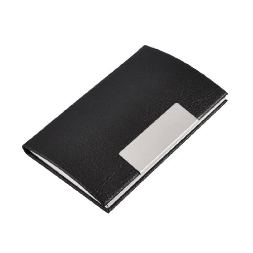 Ruilogod Arc strukturierte Black Faux Lederbeschichtete Geschäfts-ID-Name-Karten-Halter-Fall von Ruilogod