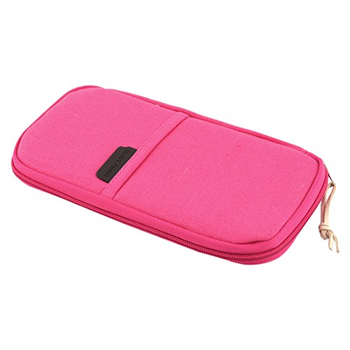 Ruilogod Baumwollleinen Outdoor-Reißverschluss Karten-Pen-Briefpapier Aufbewahrungstasche Brieftasche Handtasche Fuchsie von Ruilogod