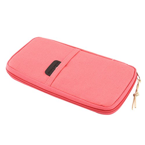 Ruilogod Baumwollleinen Outdoor-Reißverschluss-Karten-Pen-Briefpapier Aufbewahrungstasche Brieftasche Handtasche Korallenrosa von Ruilogod