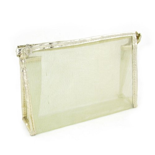 Ruilogod Beige mesh wasserdichte kosmetische Organizer Griff Make-up-Taschenfälle von Ruilogod
