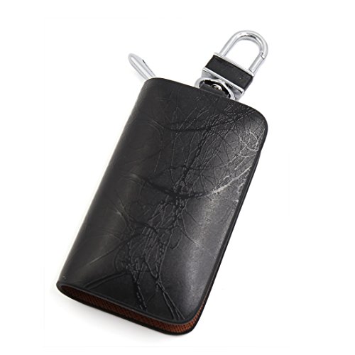 Ruilogod Black Border Brown Futter Faux-Leder-Männer Schlüsselanhänger Fall ändert Halter-Mappen für Auto von Ruilogod