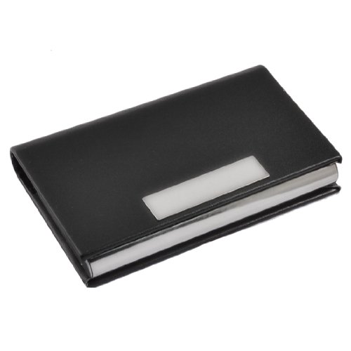 Ruilogod Black Faux Leder Oberfläche Metallmagnetische Visitenkarten-Fallhalter von Ruilogod