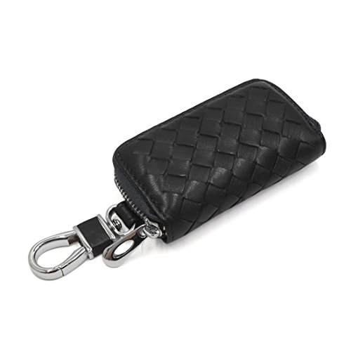 Ruilogod Black Faux Leder Weave Design Key Münze Lagerhalter Reißverschlussbeutel für Auto von Ruilogod