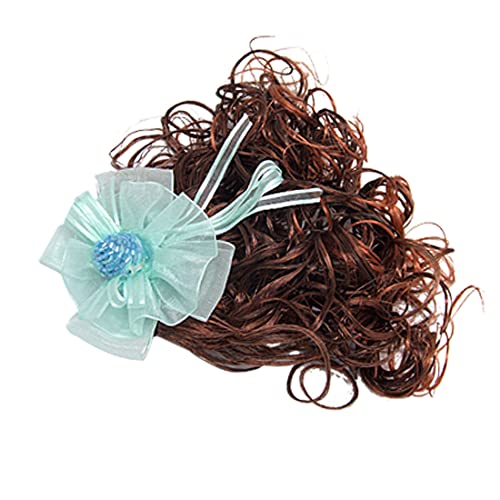 Ruilogod Blaue Blume-Faux-Haar-Clip-lockiges Perücke Haarteil für Mädchen von Ruilogod