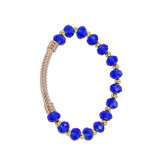 Ruilogod Blaue Kristallgold Tone Perlen Dehnbares Armband für Dame von Ruilogod