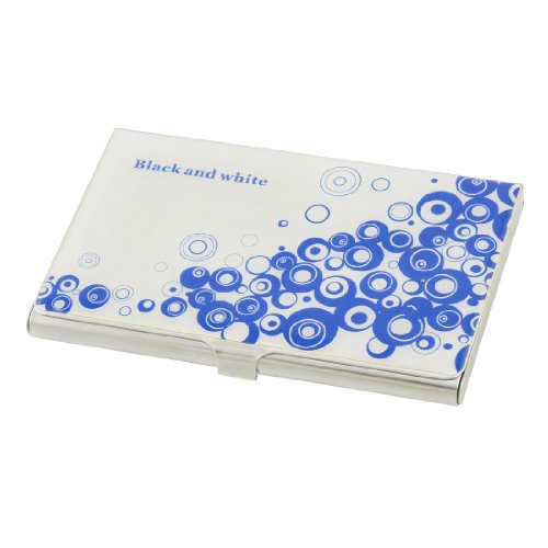 Ruilogod Blaue weiße Multi-Kreise-Druck-Edelstahl-horizontaler Name-Karten-Halter von Ruilogod