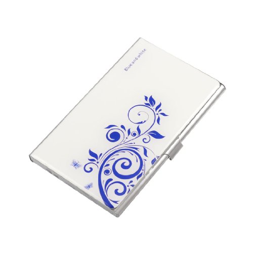 Ruilogod Blauer Schmetterlingsmuster Rechteckige Business ID Bank Card Case Inhaber von Ruilogod