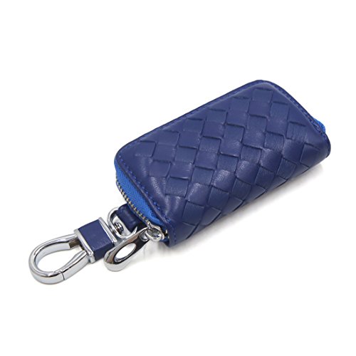 Ruilogod Blaues Faux Leather Weave Design Key Münze Lagerhalter Reißverschlussbeutel für Auto von Ruilogod