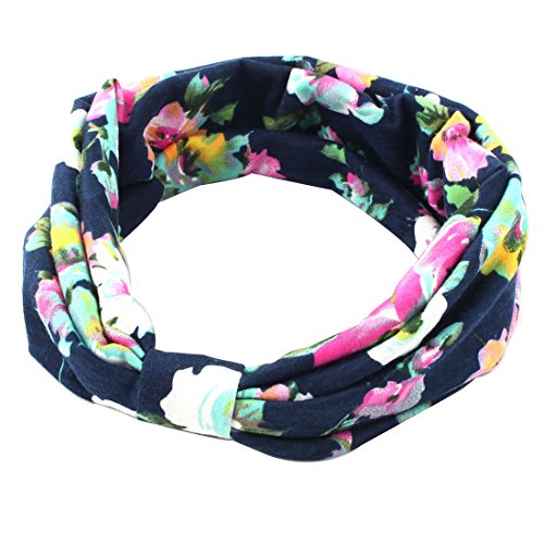 Ruilogod Blüte Muster-Damen-elastisches Stirnband Haarband-Kopf-Verpackungs-Haar-Riegel-Bügel von Ruilogod