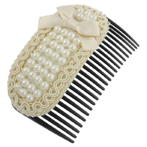 Ruilogod Bowknot weiße Kunststoff-Imitation Perlen Haarspange Kamm für Frauen von Ruilogod