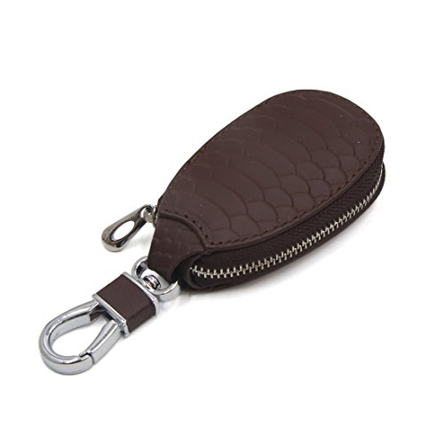 Ruilogod Brauner Kunstleder Snakeskin Design Key Münze Lagerhalter Reißverschlussbeutel für Auto von Ruilogod