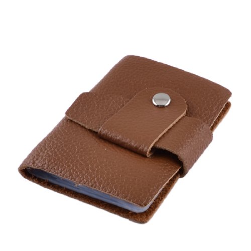 Ruilogod Braunes Kunstleder Litchi-Muster-Tabulator-Schließung 26 Blatt Kreditkarteninhaber von Ruilogod