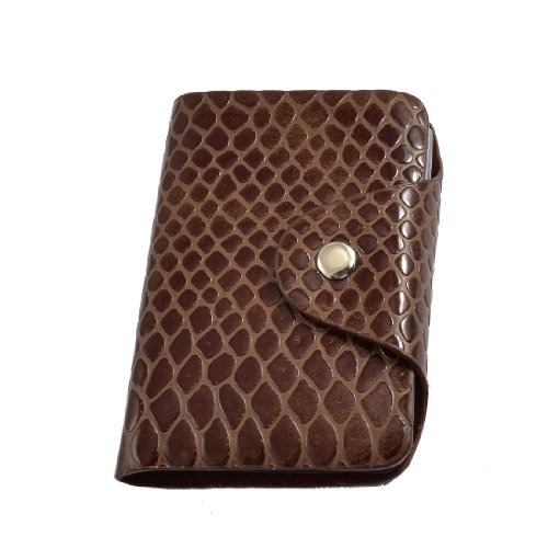 Ruilogod Brown-Kunstleder-Schlangen-Muster-Kreditkarten-Taschen-Organizer-Halter von Ruilogod