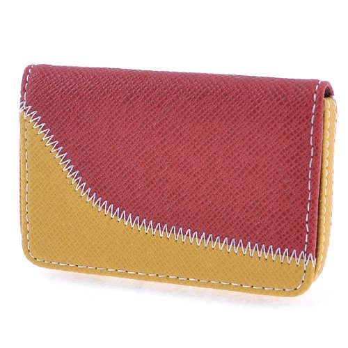 Ruilogod Burgund Orange Faux Leder Flanell Futter Flap Visitenkarten Fall Container von Ruilogod