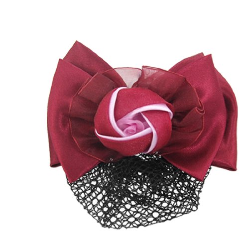 Ruilogod Burgundy Blumebowknot Spange Haarspange Snoodnetto für Frauen Ruilogod Burgundy Blumebowknot Spange Haarspange Snoodnetto für Frauen von Ruilogod