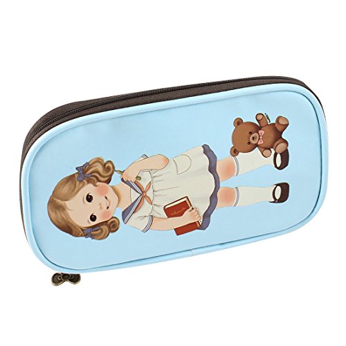 Ruilogod Cartoon Mädchen Muster Reißverschluss Stift Werkzeughalter Tasche Tasche blau von Ruilogod