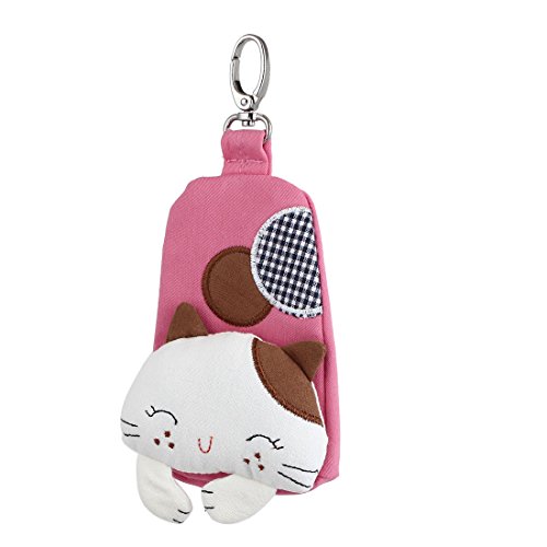 Ruilogod Cat Head Decor Lobster Verschluss Reißverschluss Key Münze Tasche Geldbörse Brieftasche Rosa von Ruilogod