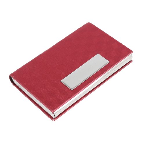 Ruilogod Cube Muster Faux Leder beschichtete Metall Rechteck Business ID Karten Fall rot von Ruilogod