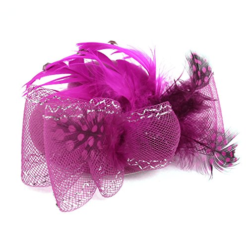 Ruilogod Dame Bowknot Netz Feder Dekor Party Haarspange Mini Top Hut Rosa von Ruilogod
