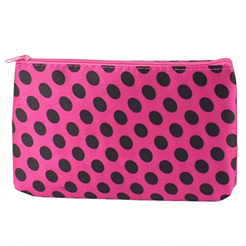 Ruilogod Dame Dots Muster Makeup Kosmetiktasche Organizer Rot Schwarz von Ruilogod