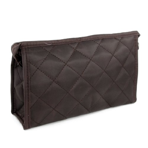 Ruilogod Dame Kaffeefarbe Rhombus Muster Reißverschluss Kosmetikte Lippenstifthalter Tasche Tasche von Ruilogod