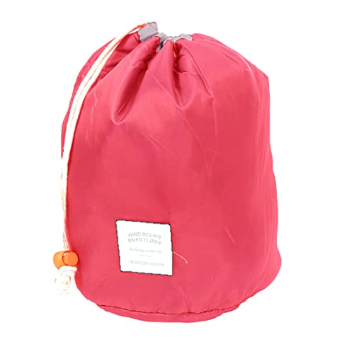 Ruilogod Dame Reise Kordelzug Barrel Kosmetiktasche Halter Make-up Organizer Container Wassermelone Rot von Ruilogod