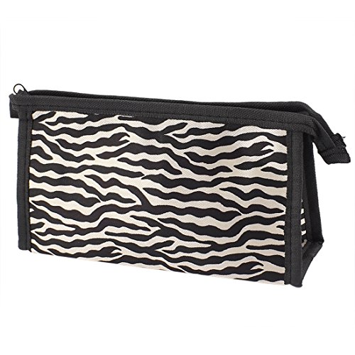 Ruilogod Dame Zebra Muster Reißverschluss Makeup Kosmetische Organizer Tasche schwarz grau von Ruilogod