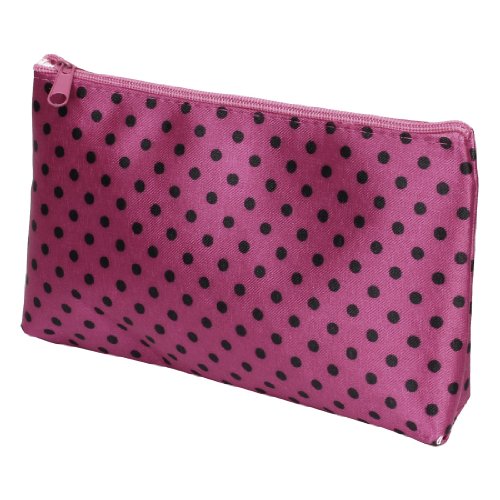 Ruilogod Damen 7,5 "Länge schwarz Tupfen Muster Muster Zip Kosmetik Tasche Fuchsia von Ruilogod