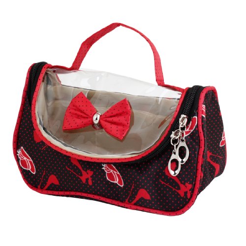 Ruilogod Damen Bowknot Decor Dots Hüte Gedruckt Reißverschluss Klarer Kosmetiktasche Ruilogod Damen Bowknot Decor Dots Hüte Gedruckt Reißverschluss Klarer Kosmetiktasche von Ruilogod