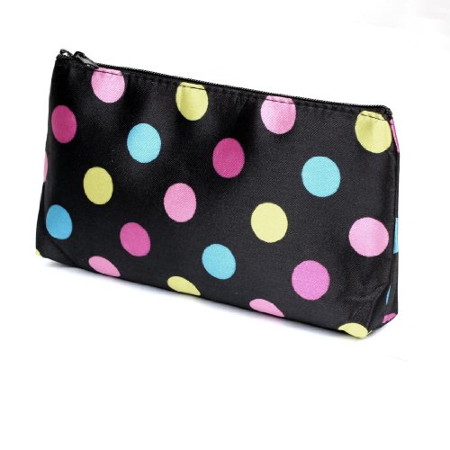 Ruilogod Damen Bunte Punkte drucken Zip Up Makeup Kosmetische Beutel Tasche Fallhalter von Ruilogod