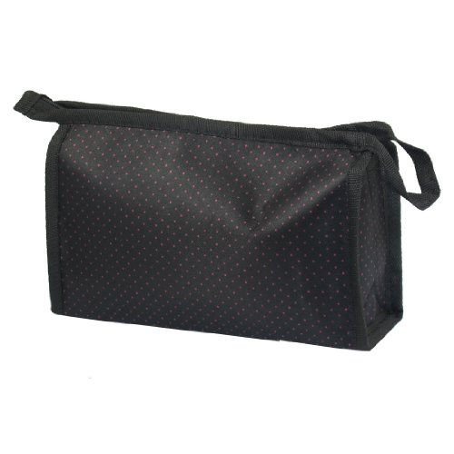 Ruilogod Damen Dots Toilette Kosmetiktasche Makeup Case Tasche Fuchsia Schwarz von Ruilogod