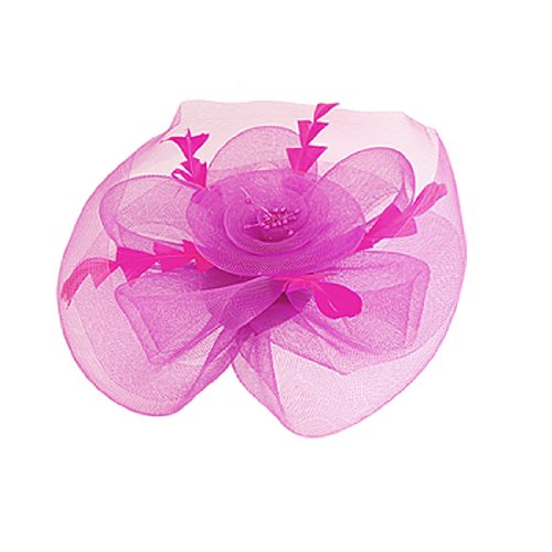 Ruilogod Damen Fuchsia Nylon Masched Blume Design Headwear Alligator Haarspange von Ruilogod