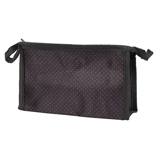 Ruilogod Damen Fuchsia Schwarz Zip Polyester-kosmetischer Beutel-Verfassungs-Werkzeugtasche von Ruilogod